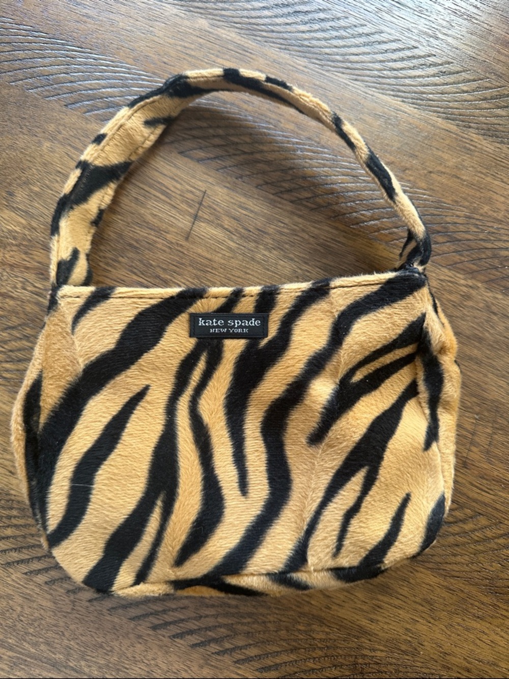 kate spade Tiger Print Faux Fur Shoulder Bag in Tan and Black